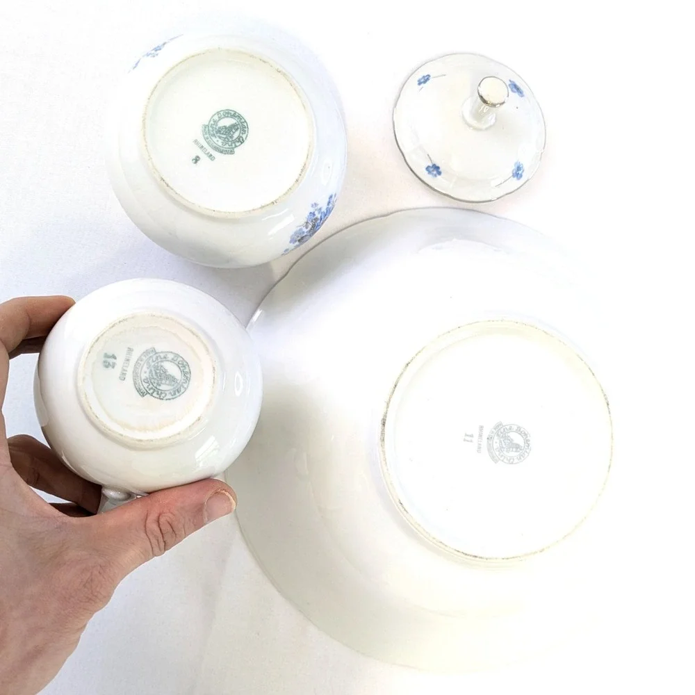 Fine Bohemian China Rhineland Rose Bowl Sugar Creamer Czechoslovakia 3-Peice Set